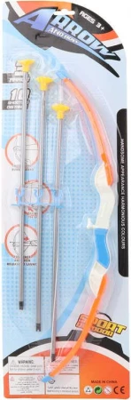 Luk 42cm + 3 soft šípy s prísavkami plast 2 farby detská sada na karte
