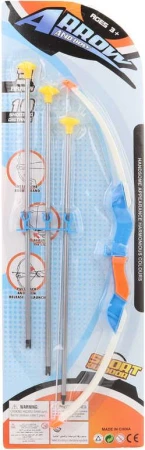 Luk 42cm + 3 soft šípy s prísavkami plast 2 farby detská sada na karte