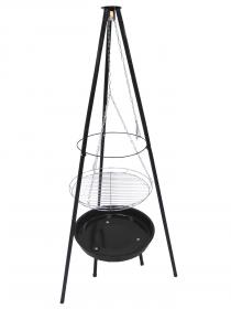 Lund Kulatý gril na dřevěné uhlí 52 cm s trojnožkou