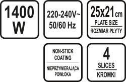 Lund Toustovač 1400W 4 plotnový