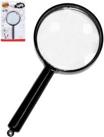 Lupa dětská černá klasická zvětšovací sklo 5x75mm v krabičce plast/sklo