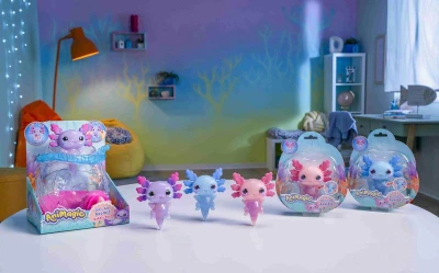 Mac Toys ANIMAGIC Axolotl strečový svítící v akváriu na baterie Světlo