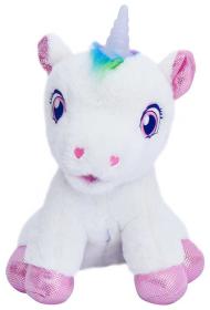 Mac Toys PLYŠ Interaktivní kouzelný jednorožec 25cm na baterie Světlo Zvuk
