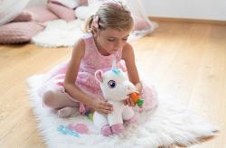 Mac Toys PLYŠ Interaktivní kouzelný jednorožec 25cm na baterie Světlo Zvuk