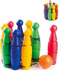 MAD Hra baby kuželky plastové 23cm set 9ks barevné v síťce MAD Hra baby kuželky plastové 23cm set 9ks barevné v síťce