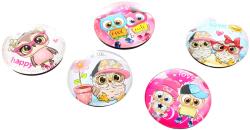 Magnetky kulaté dětské sovičky samostatné 4cm různé druhy