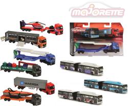 Majorette Autobus kloubový / nákladní auto s přívěsem volný chod kov 9 druhů