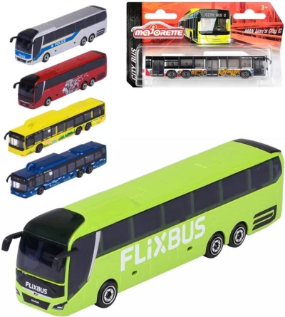 Majorette Autobus MAN City kovový volný chod 2 druhy 3 barvy