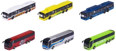 Majorette Autobus MAN City kovový volný chod 2 druhy 3 barvy