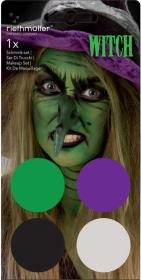 Make-up čarodějnice set 4 obličejové barvy + štětec malování na obličej