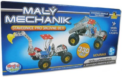MALÝ MECHANIK 2 vozidla 330 dílků 2v1 kovová (stavebnice) typu Merkur