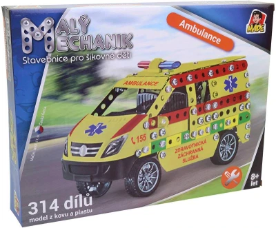 MALÝ MECHANIK Auto ambulance 314 dílků kovová (stavebnice) typu Merkur