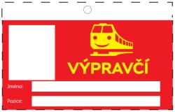 Malý výpravčí set červená čepice s píšťalkou a plácačkou na kartě