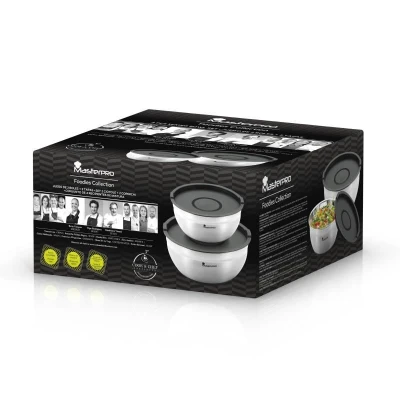 Masterpro Sada misek s víkem FOODIES 2 ks nerez