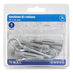 Mat Hmoždinka UZ 10x61mm s háčkem ZB (6ks) Mat Hmoždinka UZ 10x61mm s háčkem ZB (6ks)