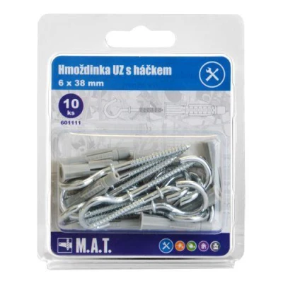 Mat Hmoždinka UZ 6x38mm s háčkem ZB (10ks) Mat Hmoždinka UZ 6x38mm s háčkem ZB (10ks)