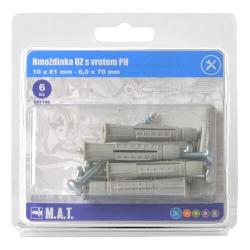 Mat Hmoždinka UZ pr.10mm s vrutem PH ZB (6ks)