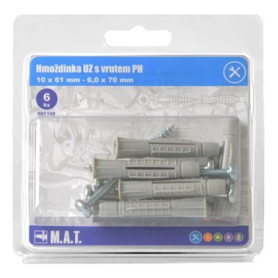 Mat Hmoždinka UZ pr.10mm s vrutem PH ZB (6ks) Mat Hmoždinka UZ pr.10mm s vrutem PH ZB (6ks)