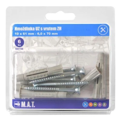 Mat Hmoždinka UZ pr.10mm s vrutem ZH ZB (6ks) Mat Hmoždinka UZ pr.10mm s vrutem ZH ZB (6ks)