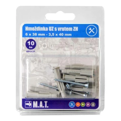 Mat Hmoždinka UZ pr. 6mm s vrutem ZH ZB (10ks) Mat Hmoždinka UZ pr. 6mm s vrutem ZH ZB (10ks)
