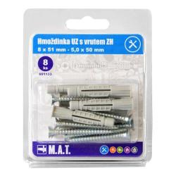 Mat Hmoždinka UZ pr. 8mm s vrutem ZH ZB (8ks) Mat Hmoždinka UZ pr. 8mm s vrutem ZH ZB (8ks)