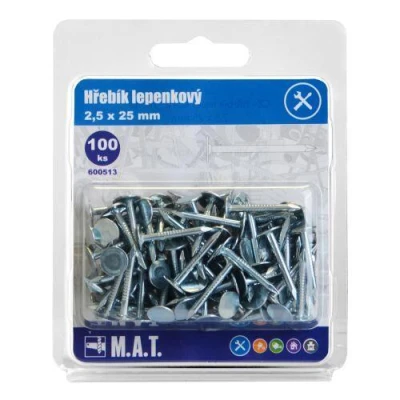 Mat Hřebík lepenkový 25x2,5mm Zn (100ks) Mat Hřebík lepenkový 25x2,5mm Zn (100ks)