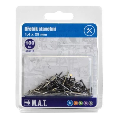 Mat Hřebík stavební 25x1,4mm (100ks) Mat Hřebík stavební 25x1,4mm (100ks)