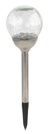 Mat Lampa solární KOULE 12cm, v.42,5cm, 2LED, nerez/sklo/PH čirá Mat Lampa solární KOULE 12cm, v.42,5cm, 2LED, nerez/sklo/PH čirá