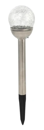 Mat Lampa solární KOULE 7,8cm, v.38cm, 1LED, čirá, nerez/sklo/PH Mat Lampa solární KOULE 7,8cm, v.38cm, 1LED, čirá, nerez/sklo/PH