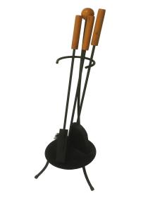 Mat Nářadí krb.v.67cm, ČER ocel/dřevo, sada 3díl. se stojánkem