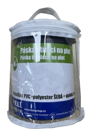 Mat Páska šedá stínící na plot 19cmx35m PVC+polyester + upínka 20ks