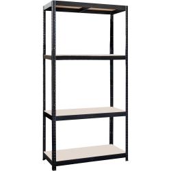 Mat Regál 900x450x1800mm, 4 police, ocel ČER + MDF deska Mat Regál 900x450x1800mm, 4 police, ocel ČER + MDF deska