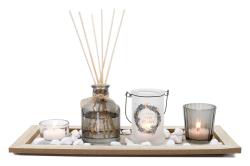Mat Svícen/diffuser 36x14cmx1cm 5 dílů+dekorace, dřevo/sklo Mat Svícen/diffuser 36x14cmx1cm 5 dílů+dekorace, dřevo/sklo