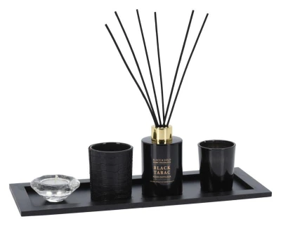 Mat Svícen/diffuser 38x15x0,95cm 5 dílů, dřevo/sklo Mat Svícen/diffuser 38x15x0,95cm 5 dílů, dřevo/sklo