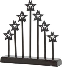 Mat Svícen vánoční 7 svíček LED,teplá BÍ,hvězda,kov.,26x6x27cm,2xtuž.AA baterie (VÝPRODEJ)