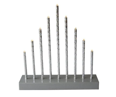 Mat Svícen vánoční 9 svíček LED,teplá BÍ,Al+ABS STŘ,26x24,8x5,7cm,3xAA baterie