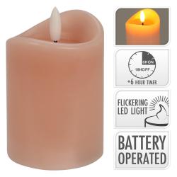 Mat Svíčka LED pr. 7x10cm, blikající plamen, časovač, RŮŽ Mat Svíčka LED pr. 7x10cm, blikající plamen, časovač, RŮŽ