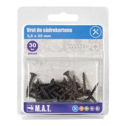 Mat Vrut do sádrokar.3,5x25mm hrubý z.,f. (30ks) Mat Vrut do sádrokar.3,5x25mm hrubý z.,f. (30ks)