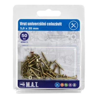Mat Vrut un.celozávit 3,0x 20mm ZZ (50ks)