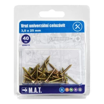 Mat Vrut un.celozávit 3,0x 25mm ZZ (40ks)