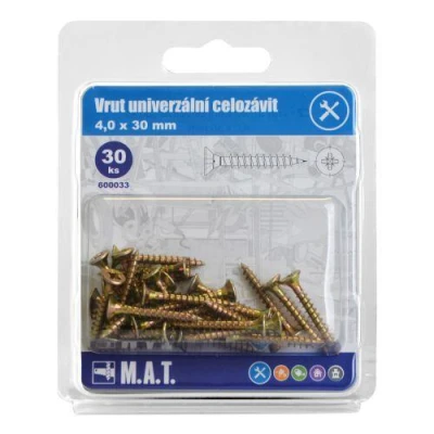 Mat Vrut un.celozávit 4,0x 30mm ZZ (30ks)