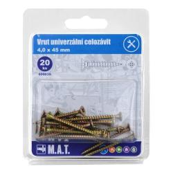Mat Vrut un.celozávit 4,0x 45mm ZZ (20ks) Mat Vrut un.celozávit 4,0x 45mm ZZ (20ks)