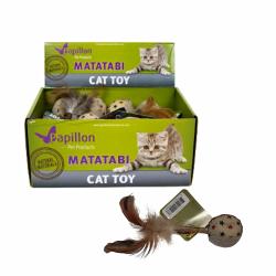 Matatabi hůlka s míčem z pytloviny a peřím 9,1 cm Matatabi hůlka s míčem z pytloviny a peřím 9,1 cm