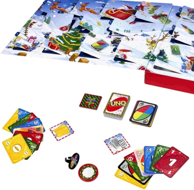 Mattel Adventní kalendář rozkládací hra UNO karty s doplňky