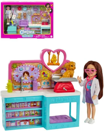 Mattel BRB Barbie panenka Chelsea veterinářka set se zvířátky a doplňky