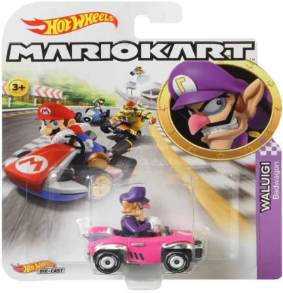 Mattel HOT WHEELS Auto Super Mario Kart s postavičkou 4 druhy kov