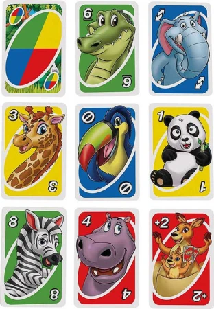 Mattel Hra Uno karty junior Zvířátka (společenská hra)