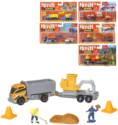 Mattel Matchbox Hitch Haul auto přepravní s přívěsem a doplňky 8 druhů