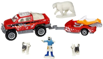 Mattel Matchbox Hitch Haul auto přepravní s přívěsem a doplňky 8 druhů