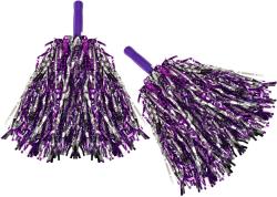 Mávátko party pom pom (pompon) třásně fialovo-stříbrné set 2ks na fandění